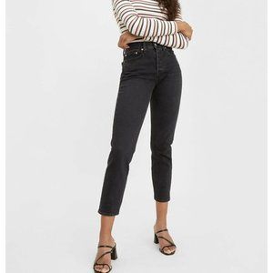Levis Wedgie Faded Black High Rise Slim Tapered Leg Cotton Jeans Women’s Size 28